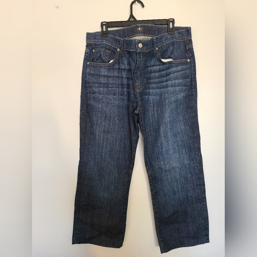 7 For All Mankind Wide Leg Dark Wash Dojo Jeans Mens Size 36